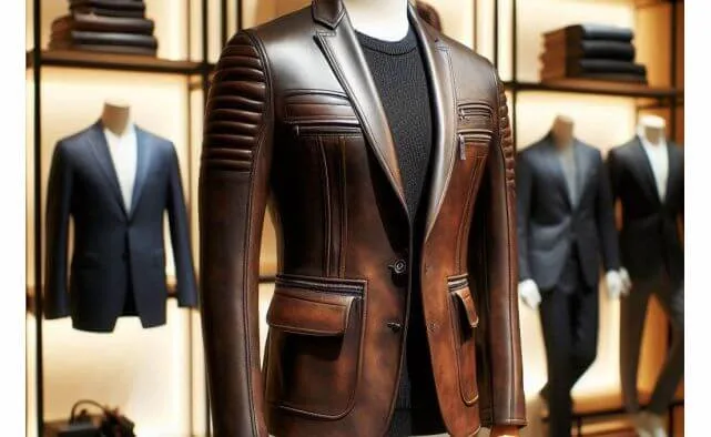 Leather blazer suit