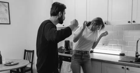 Hitting a woman, example of toxic male behaviour